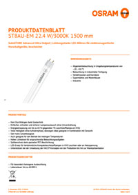 Datenblatt OSRAM LED Röhre SUBSTITUBE T8 22,4W 3.000K